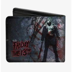 Boxlunch Friday The 13th Logo Jason Machete Blood Splatter Bi-Fold Wallet -Boxlunch-shop 12595750 av1