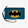 Boxlunch DC Comics Batman Signal Bat Monogram Distressed Wallet Canvas Zip Clutch