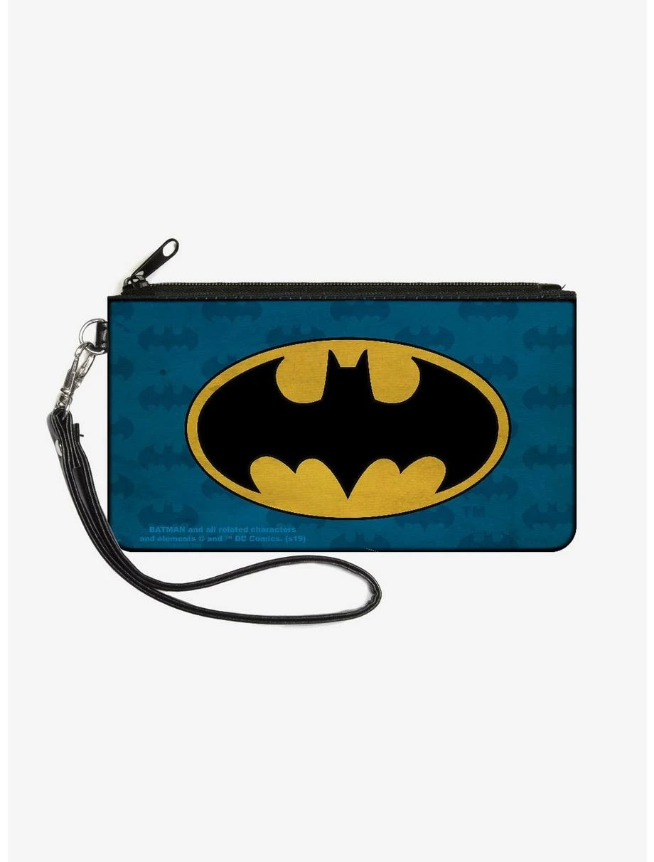 Boxlunch DC Comics Batman Signal Bat Monogram Distressed Wallet Canvas Zip Clutch 3 Boxlunch DC Comics Batman Signal Bat Monogram Distressed Wallet Canvas Zip Clutch