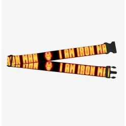 Boxlunch Marvel Iron Man Face I Am Iron Man Black Yellow Glow Luggage Strap