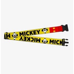 Boxlunch Disney Mickey Smiling Up Pose Flip Buttons Yellow Black Red Luggage Strap