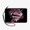 Boxlunch DC Comics Superman Shield Roses Weathered Wallet Canvas Zip Clutch -Boxlunch-shop 12912645 hi