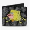Boxlunch Spongebob Squarepants Primitive Spongebob Pose Leaves Black Gray Bi-Fold Wallet -Boxlunch-shop 13117968 hi