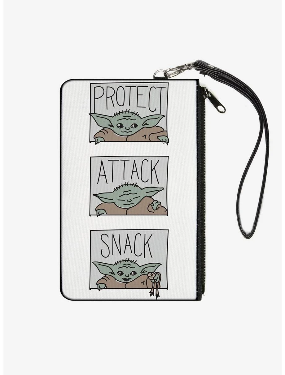 Boxlunch Star Wars The Mandalorian The Child Protect Attack Snack White Wallet Canvas Zip Clutch 3 Boxlunch Star Wars The Mandalorian The Child Protect Attack Snack White Wallet Canvas Zip Clutch