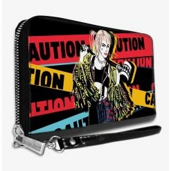 Boxlunch DC Comics Birds Of Prey Harley Quinn Caution Hammer Pose Womens Zip Around Wallet