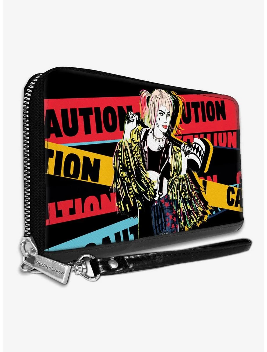 Boxlunch DC Comics Birds Of Prey Harley Quinn Caution Hammer Pose Womens Zip Around Wallet 3 Boxlunch DC Comics Birds Of Prey Harley Quinn Caution Hammer Pose Womens Zip Around Wallet