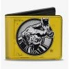 Boxlunch DC Comics Batman Tech Action Pose Bat Logo Yellow Black White Bi-fold Wallet -Boxlunch-shop 13729622 hi