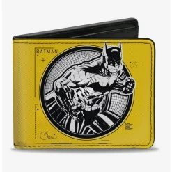 Boxlunch DC Comics Batman Tech Action Pose Bat Logo Yellow Black White Bi-fold Wallet