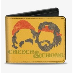 Boxlunch Cheech Chong Faces Silhouette Weathered Yellow Bifold Wallet