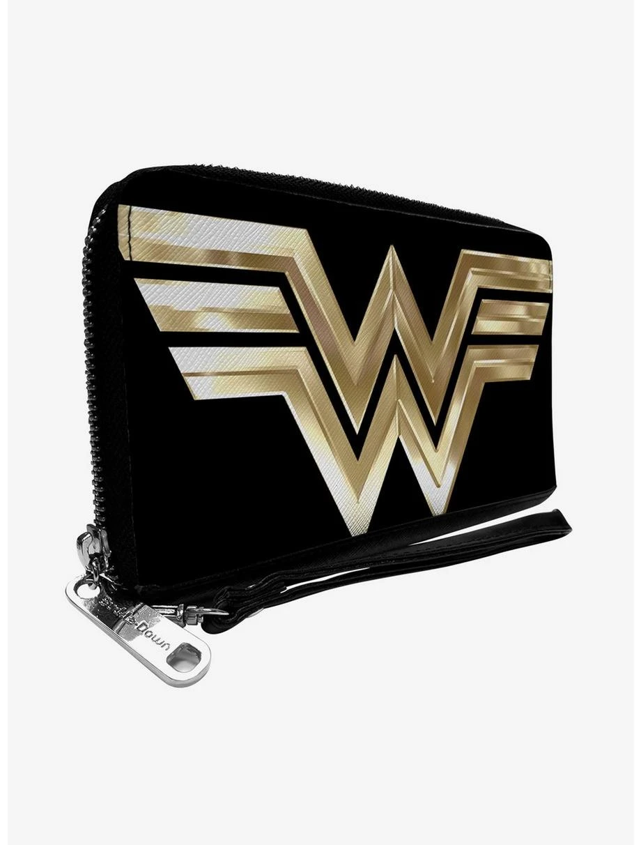 Boxlunch DC Comics Wonder Woman 1984 WW Logo Black Golds Zip Around Rectangle Wallet 3 Boxlunch DC Comics Wonder Woman 1984 WW Logo Black Golds Zip Around Rectangle Wallet