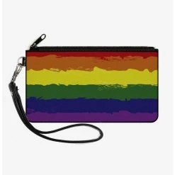 Boxlunch Rainbow Stripe Painted Canvas Zip Clutch Wallet