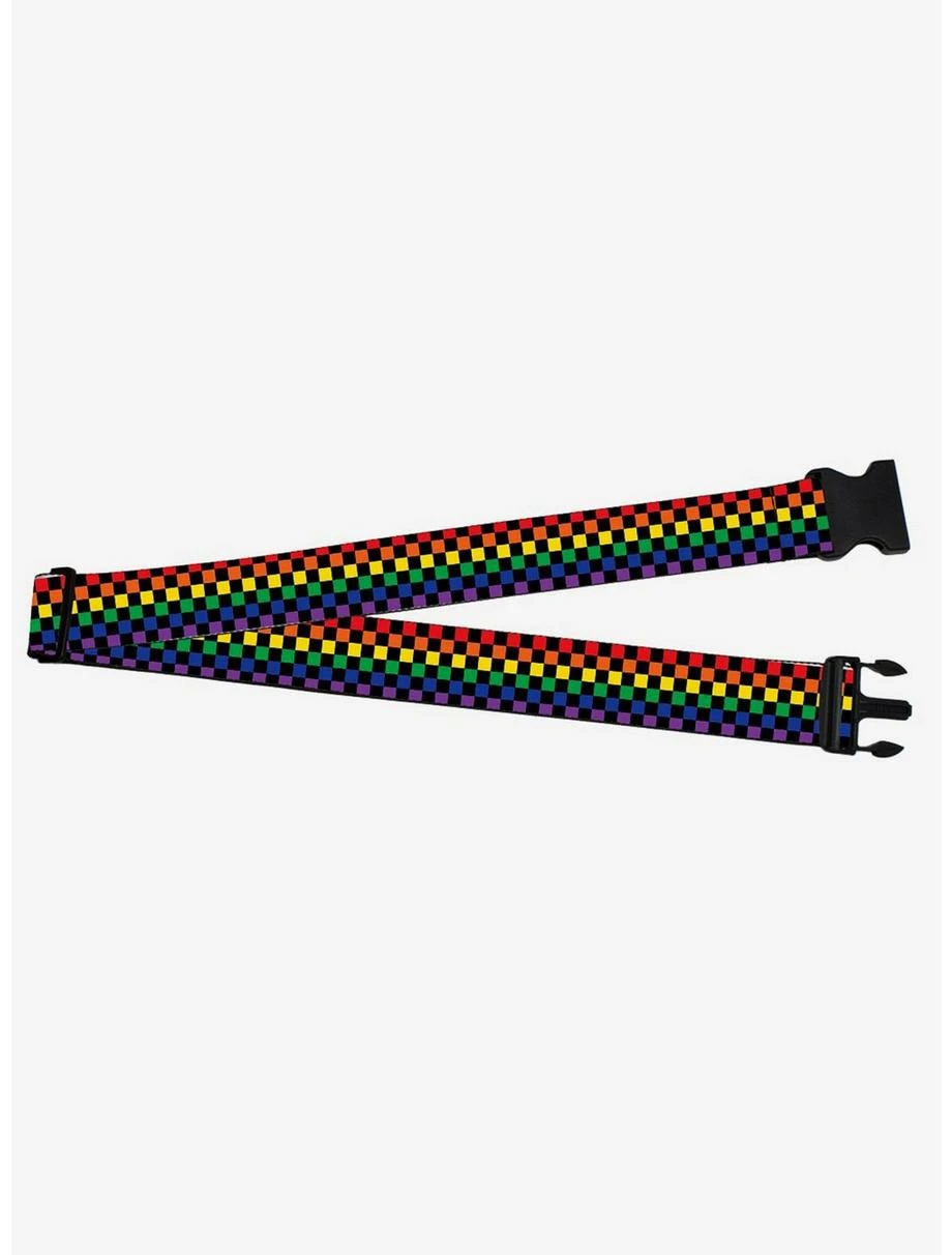Boxlunch Checker Rainbow Luggage Strap 3 Boxlunch Checker Rainbow Luggage Strap