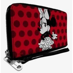 Boxlunch Disney Minnie Mouse Vintage Polka Dot Zip Around Wallet