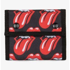 Boxlunch Bugatti Rolling Stones Trifold Wallet With Double Snap Closure Red
