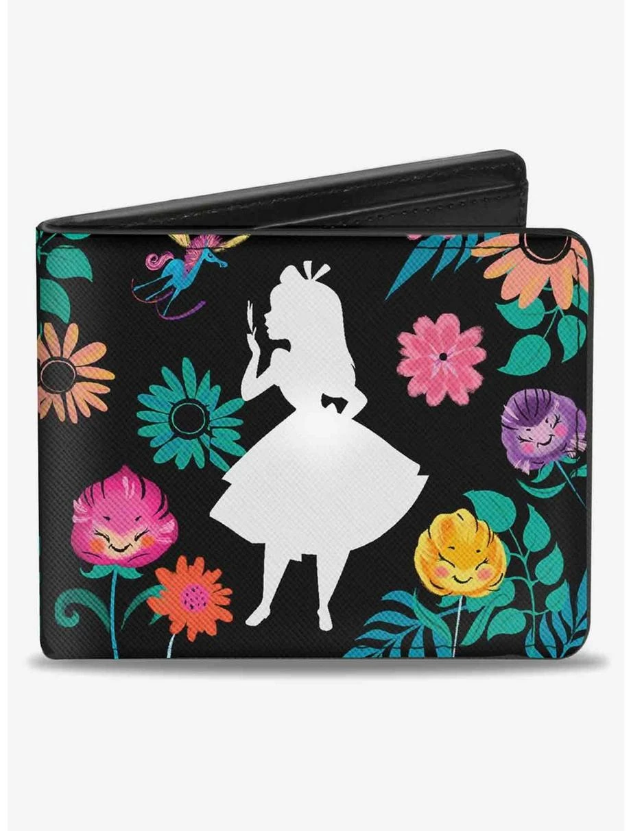 Boxlunch Disney Alice In Wonderland Silhouette Curiouser And Curiouser Floral Collage Bifold Wallet 3 Boxlunch Disney Alice In Wonderland Silhouette Curiouser And Curiouser Floral Collage Bifold Wallet