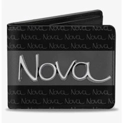 Boxlunch 1968 72 Nova Script Emblem Stripe Repeat Bifold Wallet