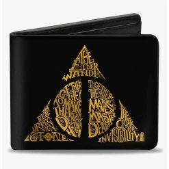 Boxlunch Harry Potter The Deathly Hallows Wand Stone Cloak Master Of Death Symbol Bifold Wallet