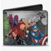 Boxlunch Marvel Avengers 11 Character Group Pose Buildings Bifold Wallet -Boxlunch-shop 20215978 hi