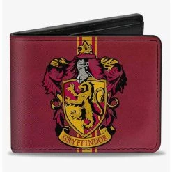 Boxlunch Harry Potter Gryffindor Crest Vertical Stripe Burgundy Bifold Wallet