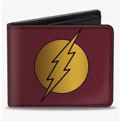 Boxlunch DC Comics Flash Logo12 Mesh Lattice Burgundy Bifold Wallet