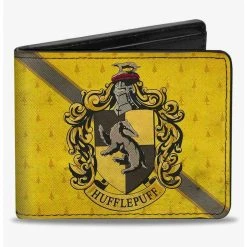 Boxlunch Harry Potter Hufflepuff Crest Stripe Weathered Bifold Wallet