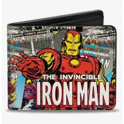 Boxlunch Marvel Invincible Iron Man Standing Pose Stacked Comics Bifold Wallet