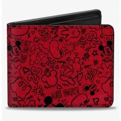Boxlunch Disney Mickey Mouse Icon Doodles Collage Bifold Wallet