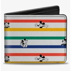 Boxlunch Disney Mickey Mouse Poses Stripes Bifold Wallet