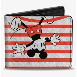 Boxlunch Disney Mickey Mouse Upside Down Pose Stripe Bifold Wallet