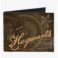 Boxlunch Harry Potter Hogwarts Symbols Collage House Badges Browns Canvas Bifold Wallet