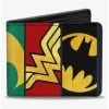 Boxlunch DC Comics Justice League 5 Superhero TextuLogo Close Up Panels Bifold Wallet -Boxlunch-shop 20216366 hi