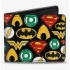 Boxlunch DC Comics Justice League 6 Superhero Logos Collage Bifold Wallet -Boxlunch-shop 20216378 hi