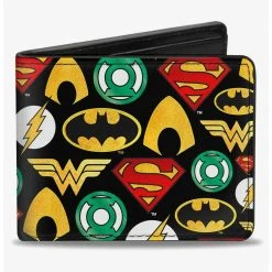 Boxlunch DC Comics Justice League 6 Superhero Logos Collage Bifold Wallet
