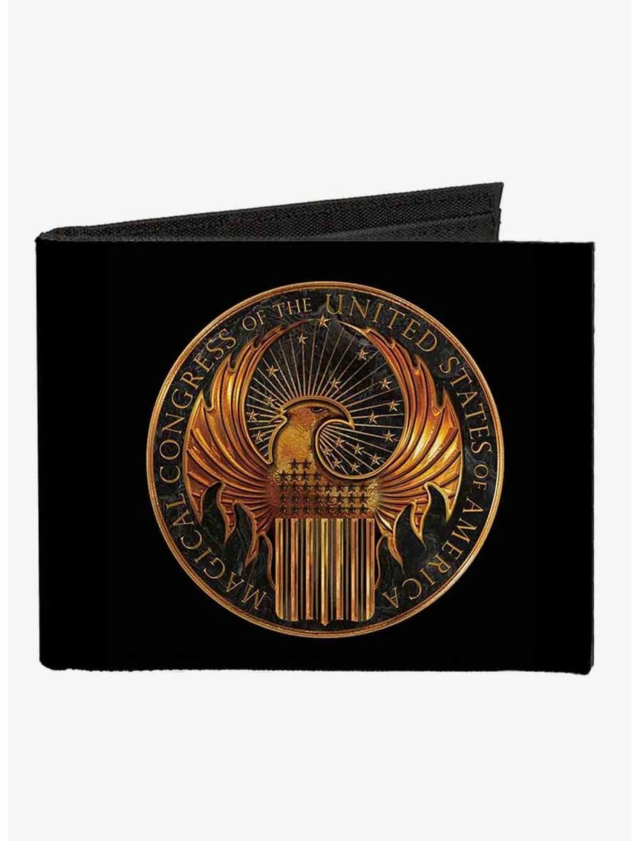 Boxlunch Fantastic Beasts MACUSA Seal Canvas Bifold Wallet 3 Boxlunch Fantastic Beasts MACUSA Seal Canvas Bifold Wallet