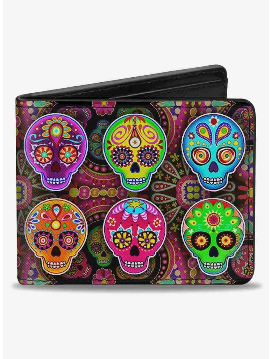 Boxlunch Six Sugar Skulls Bifold Wallet 3 Boxlunch Six Sugar Skulls Bifold Wallet