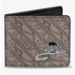 Boxlunch Disney Moana Maui Pose Tribal Stripe Collage Tans Bifold Wallet