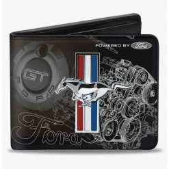 Boxlunch Mustang Tri Bar Stripe Gt Motor Blueprint Bifold Wallet