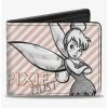 Boxlunch Disney Tinker Bell Sassy Pose2 Pixie Dust Stripes Pink Bifold Wallet