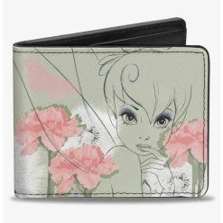 Boxlunch Disney Tinker Bell Sketch Carnations Dandelions Bifold Wallet