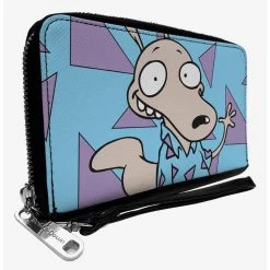 Boxlunch Rocko's Modern Life Rocko Waving Pose Triangles Zip Around Wallet