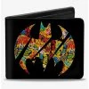 Boxlunch DC Comics Bat Signal Black Multi Color Logos Stacked Bifold Wallet -Boxlunch-shop 20334937 hi