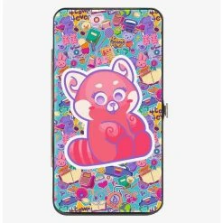 Boxlunch Disney Pixar Turning Red Red Panda Mei Sitting Pose And Icons Collage Hinged Wallet