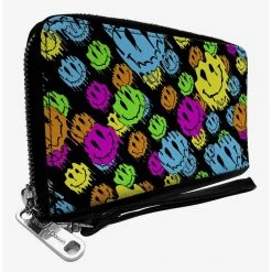 Boxlunch Smiley Faces Melted Stacked Zip Around Wallet
