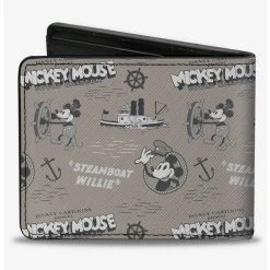 Boxlunch Disney100 Mickey Mouse Steamboat Willie Collage Bifold Wallet -Boxlunch-shop 20535351 av1