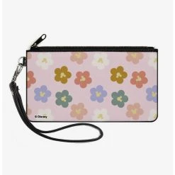 Boxlunch Disney Mickey Mouse Ears Icon Flowers Pastel Canvas Zip Clutch Wallet