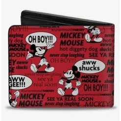Boxlunch Disney Mickey Mouse Poses And Quotes Collage Bifold Wallet -Boxlunch-shop 20535409 av1