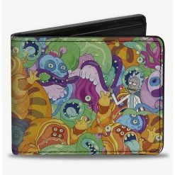Boxlunch Rick And Morty With Monsters Collage Bifold Wallet